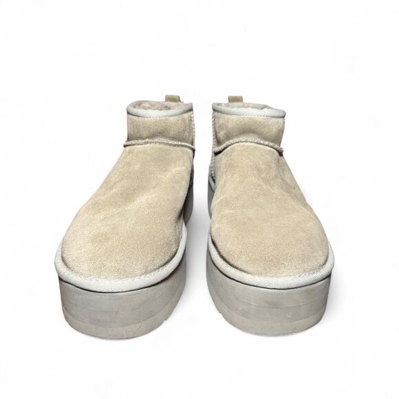 UGG Classic Ultra Mini Platform Booties Women’s 11 Gray Suede Sheepskin 1135092 - Picture 3 of 8